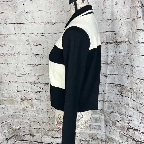 ZARA Knit Black & White Colorblock Zip-Up Jacket Size M - Picture 4 of 8